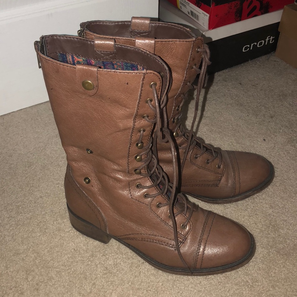 Brown Combat Boots.